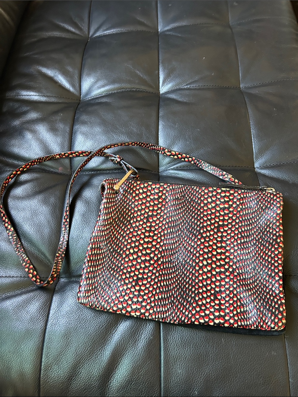 Source Unknown Red and Black Patterned Crossbody Bag